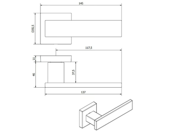 LATUS MG2202 - Bronze door handle on rose by Fama International - view 3